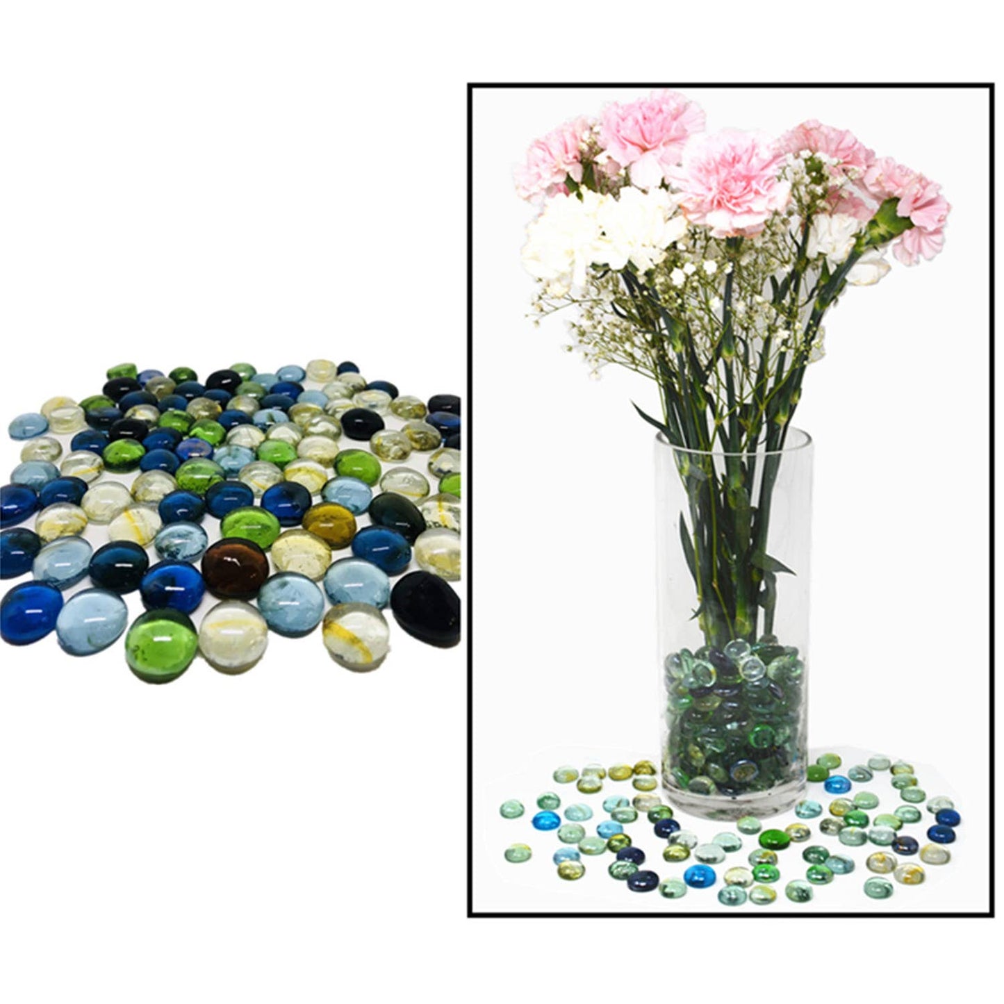 1 Lb Bag Mixed Color Flat Glass Stones