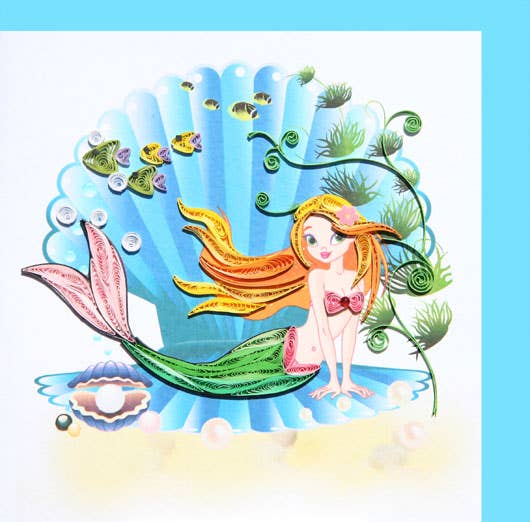 Mermaid in Sea Shell Quilling Card BC-8