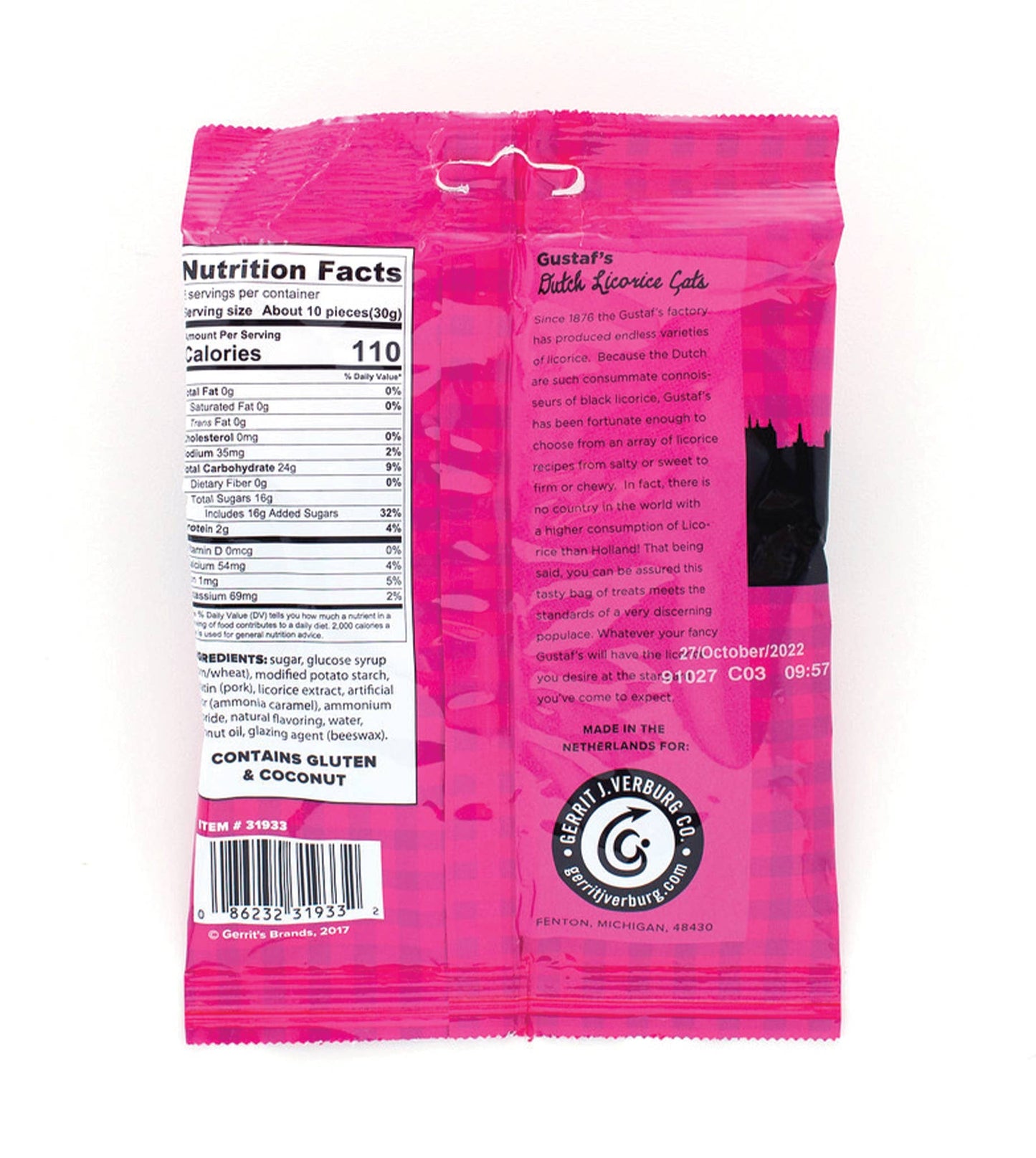 Gustaf's Dutch Licorice Cats 5.29 Oz. Bag