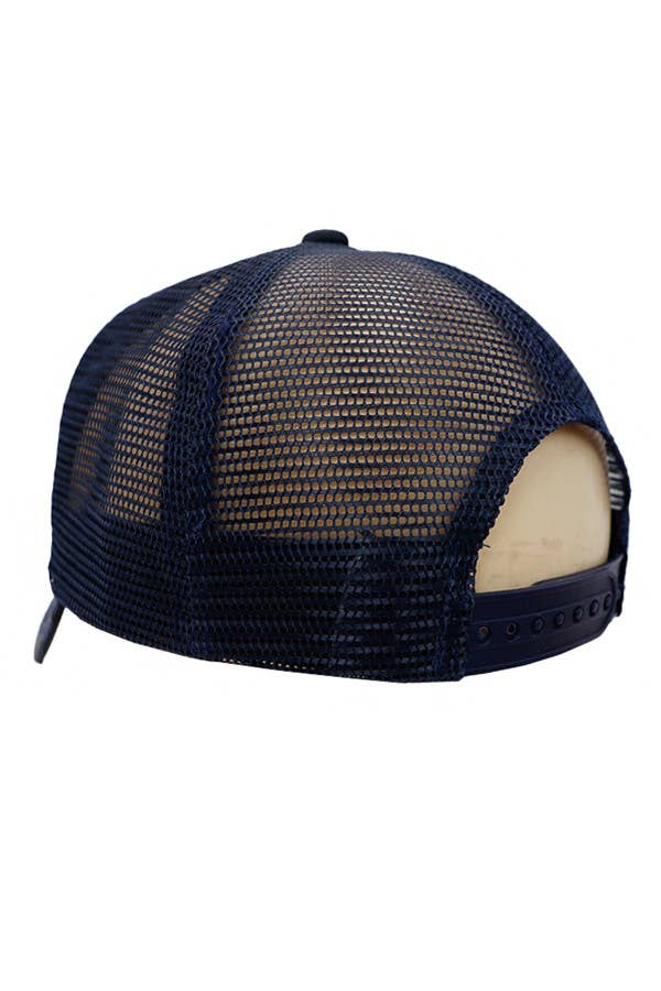 Navy Bass Fish Trucker Hat