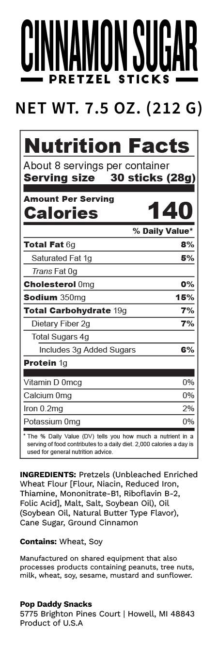 Seasoned Pretzels - 7.5oz - Cinnamon Sugar