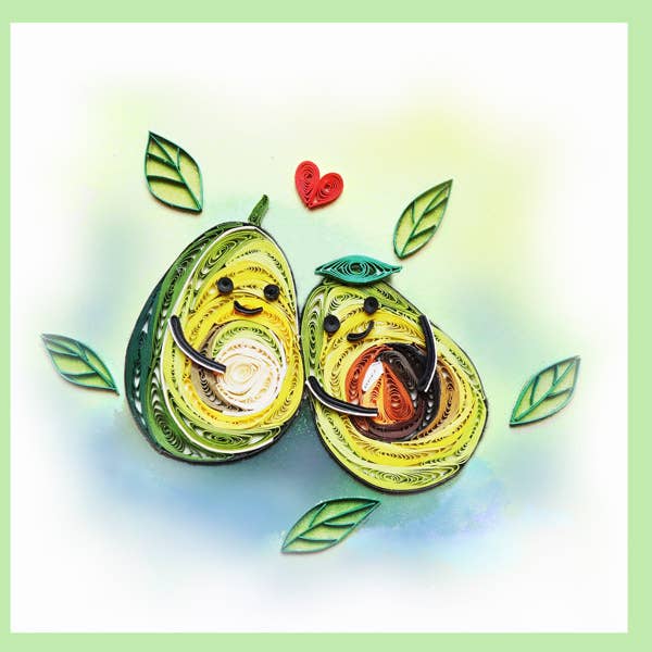 Avocado in love quilling card
