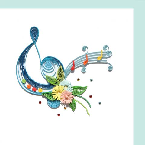 Music note, handmade quilling card, everyday card TH-32