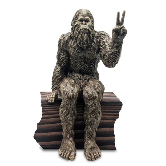 Bigfoot Peace Sign Sasquatch Statue 10 inch Shelf Sitter: Stonewash
