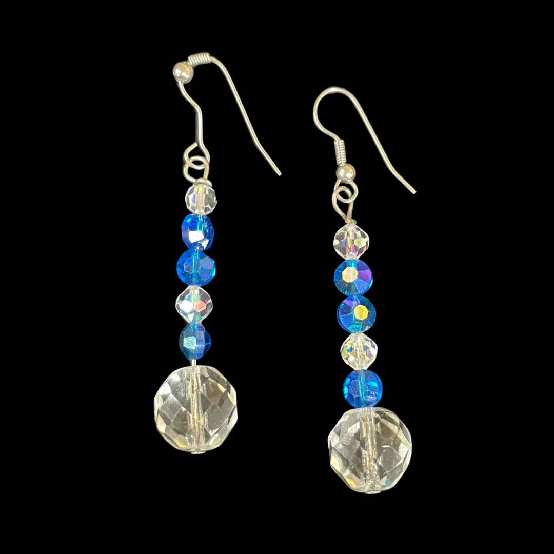 Handmade Vintage & Crystal Bead Earrings Turquoise & Clear