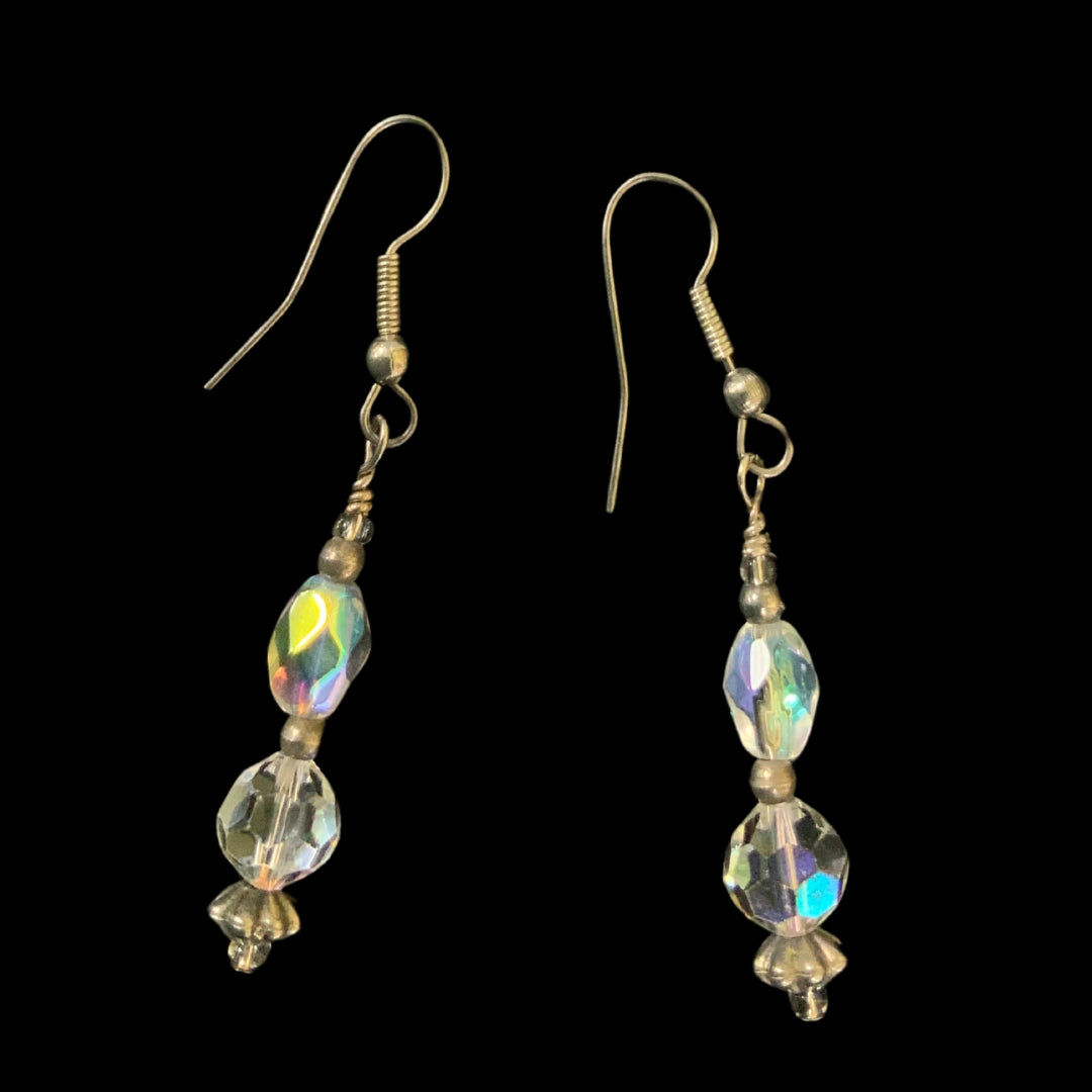 Handmade Vintage & Crystal Bead Earrings Clear
