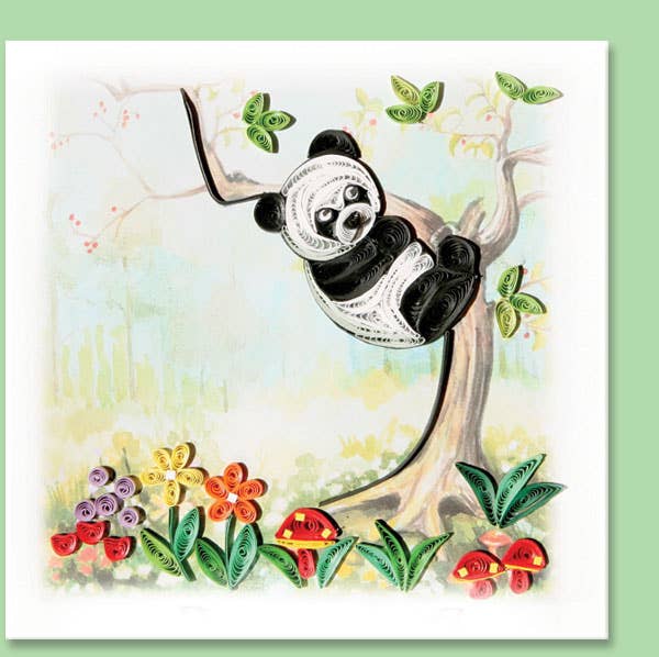 Panda claim Tree Quilling Card, Animal, everyday card AN-56