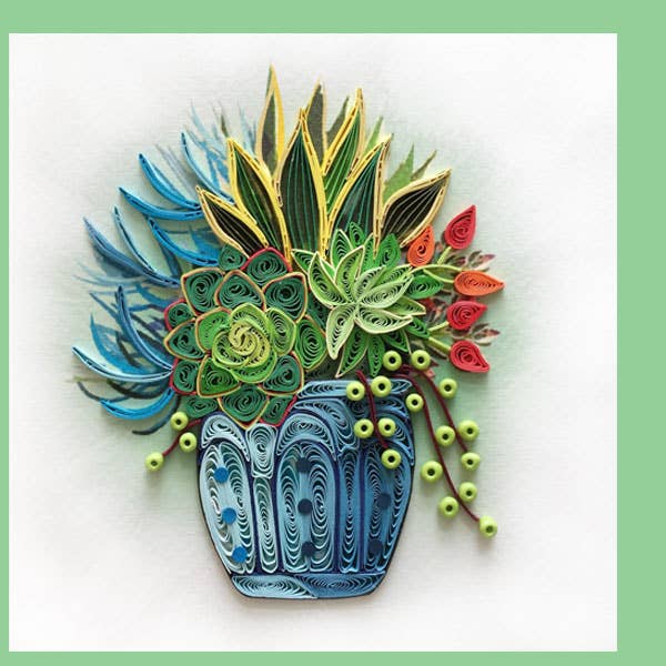 Succulent flower pot Quilling card, everyday card, greeting card EV-3