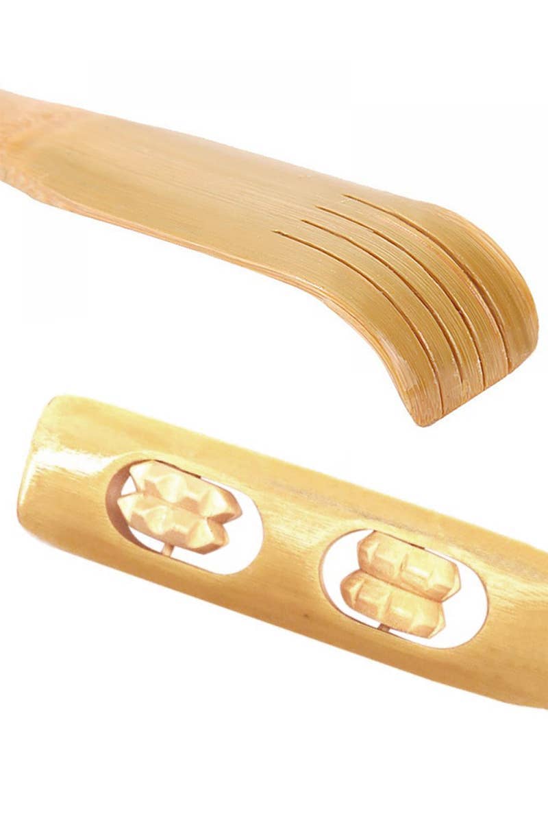 Bamboo Back Scratcher with Massage Rollers