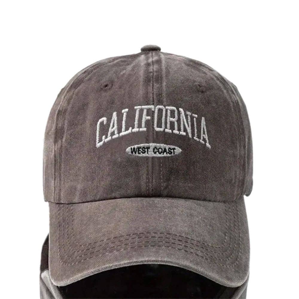 Washed Distressed Baseball Cap - Light Grey