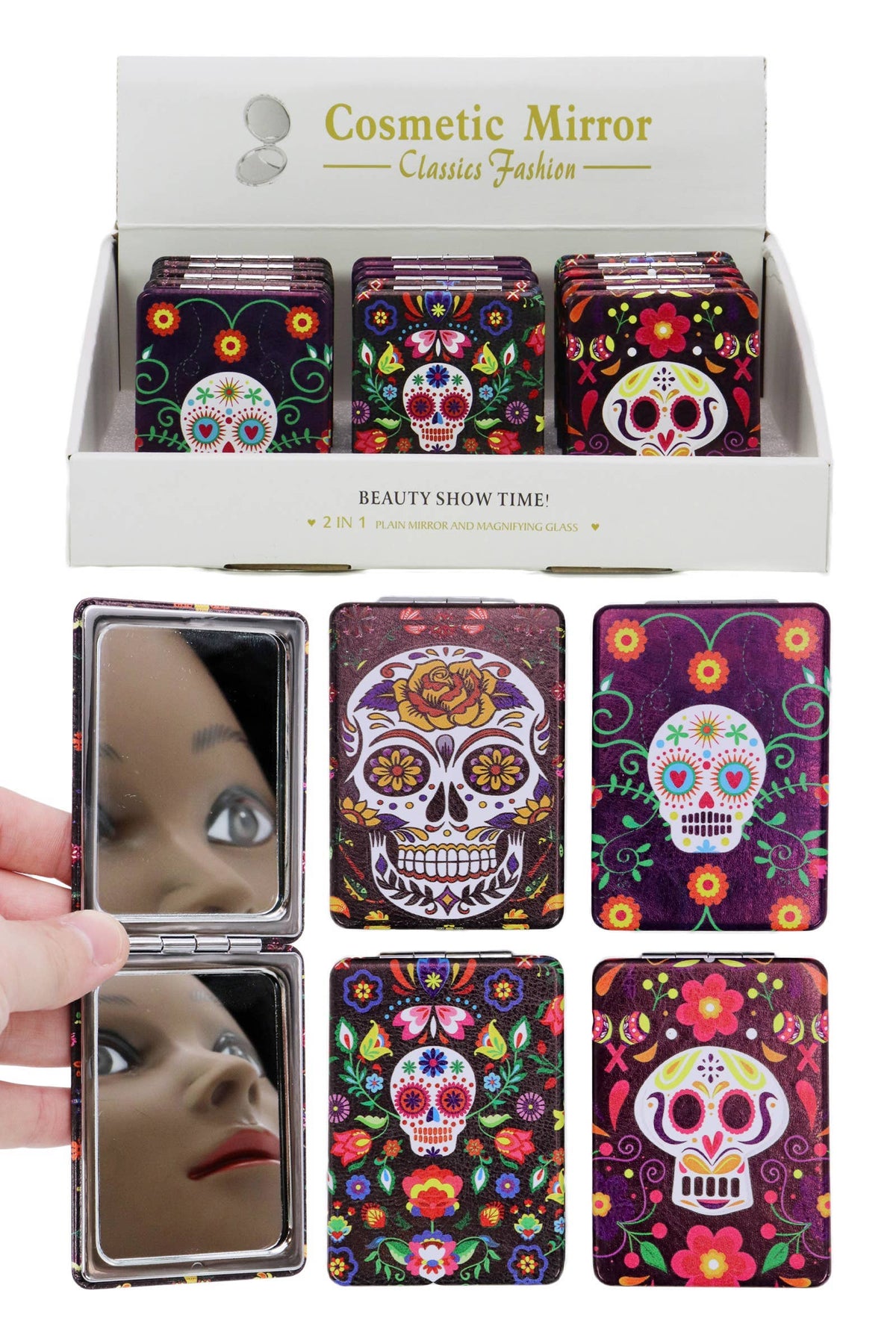Sugar Skull Day Of The Dead Cosmetic Mirror: ASSORTED / ONE SIZE