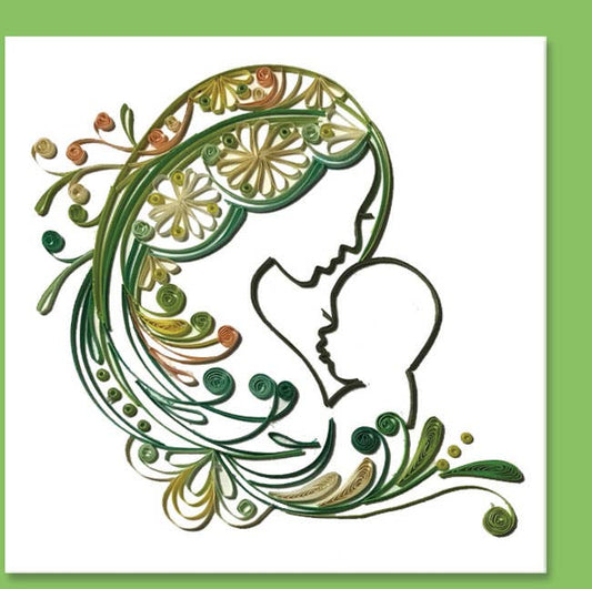 Mom carry baby quilling card, handmade card, paper card PE-29