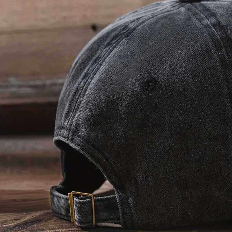 Washed Distressed Baseball Cap - Dark Grey