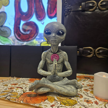 Alien Invasion "Zen”  Meditating Figurine: Gray