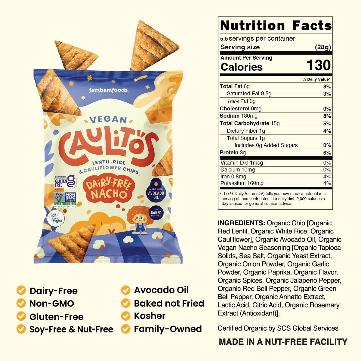 Caulitos Dairy-free Nacho   5.5oz Bags