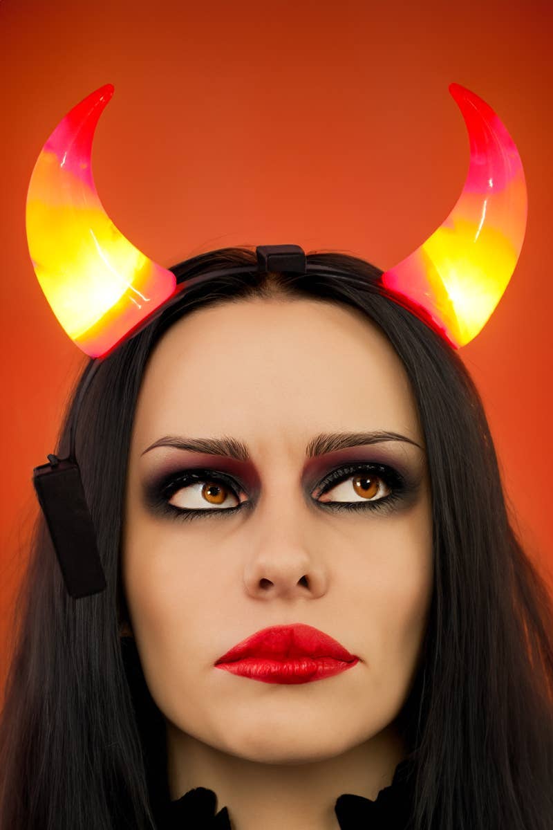 Devil Horns Red Led Light-up Novelty Hairband