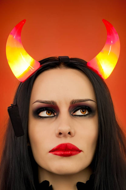 Devil Horns Red Led Light-up Novelty Hairband