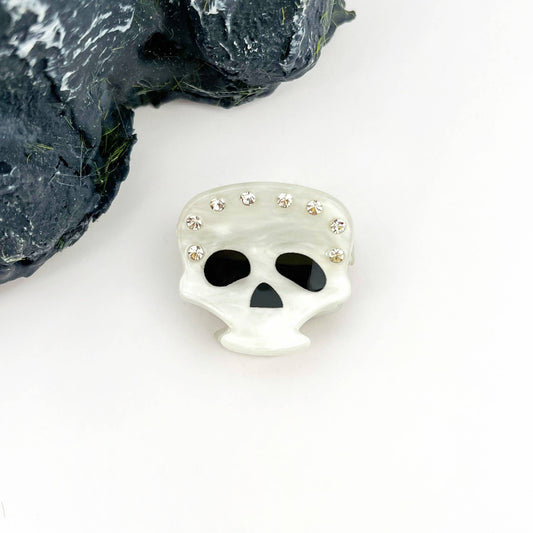 Rhinestone Skull Hair Mini Clip