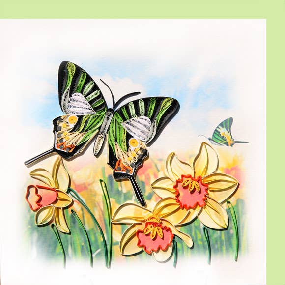 Malachite green butterfly, quilling card, greeting card, paper art, everyday card IC-27