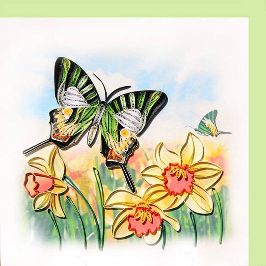Malachite green butterfly, quilling card, greeting card, paper art, everyday card IC-27