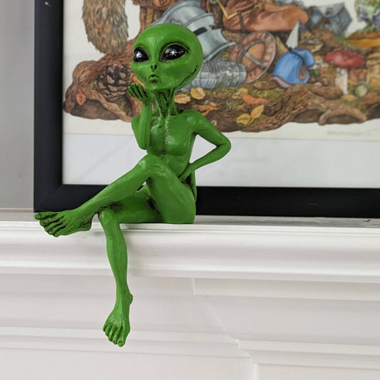 Alien Invasion 'The Flirty' 10” H Female Alien Shelf Sitter: Green