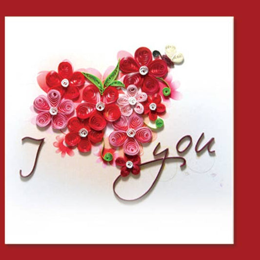 I heart you Red quilling card, greeting card, love card LV-34