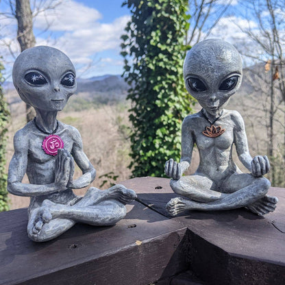 Alien Invasion "Zen”  Meditating Figurine: Gray