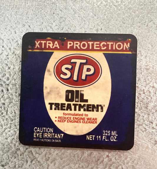 STP Oil Wood Coaster