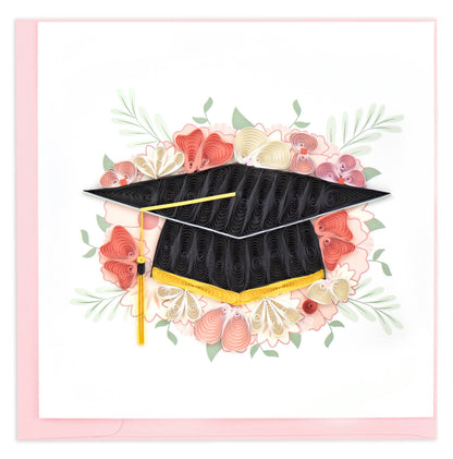 Floral Mortar Board Graduation Card