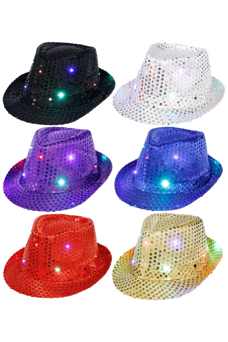 Fedora - Embellished, Sparkly Sequins, LED Light-Up
