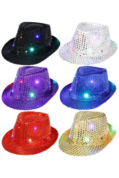 Fedora - Embellished, Sparkly Sequins, LED Light-Up