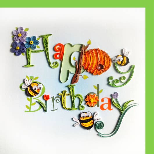 Birthday Bees greeting card Quilling Card BDAY-49