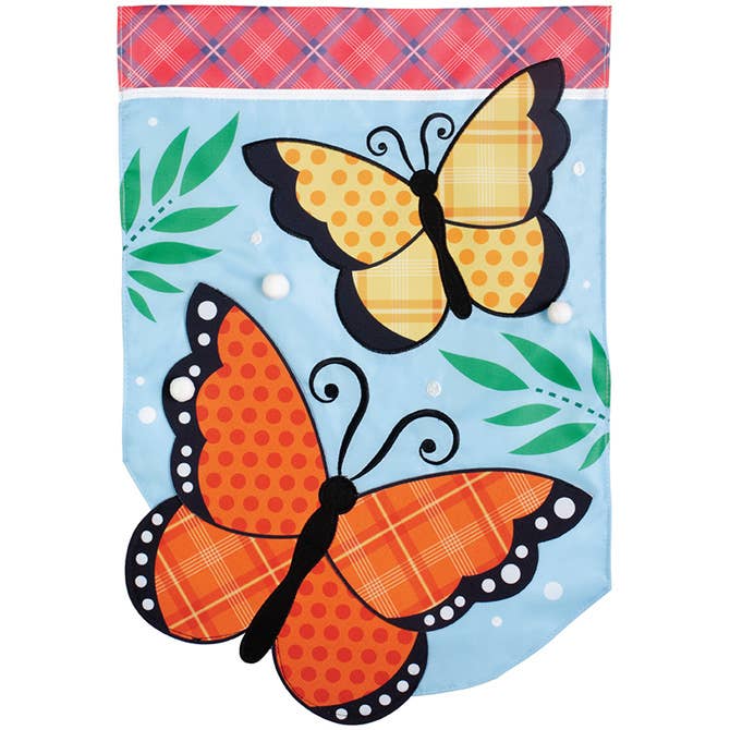 "Butterflies" Double Applique Garden Flag