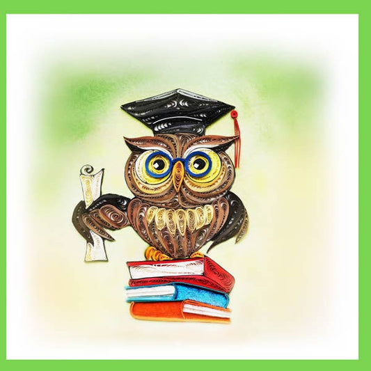 Graduation owl, quilling card, handmade card, paper card SPO-13