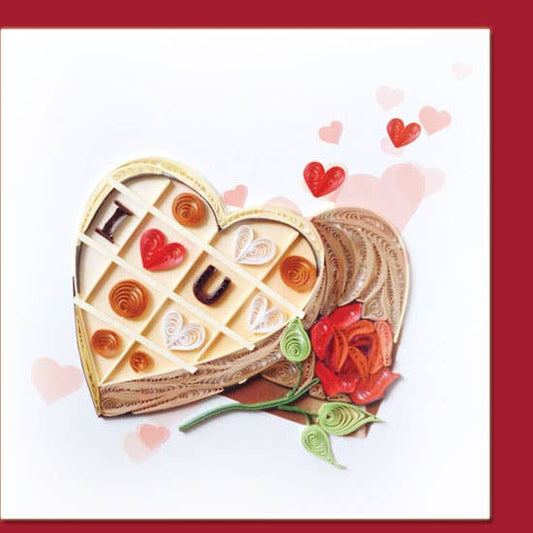 Chocolate heart shape quilling card, greeting card, love card LV-32