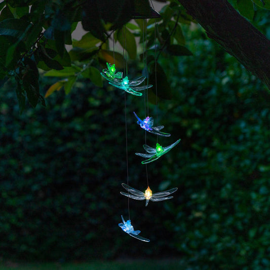 Solar Dragonfly Mobile with Color Changing LED