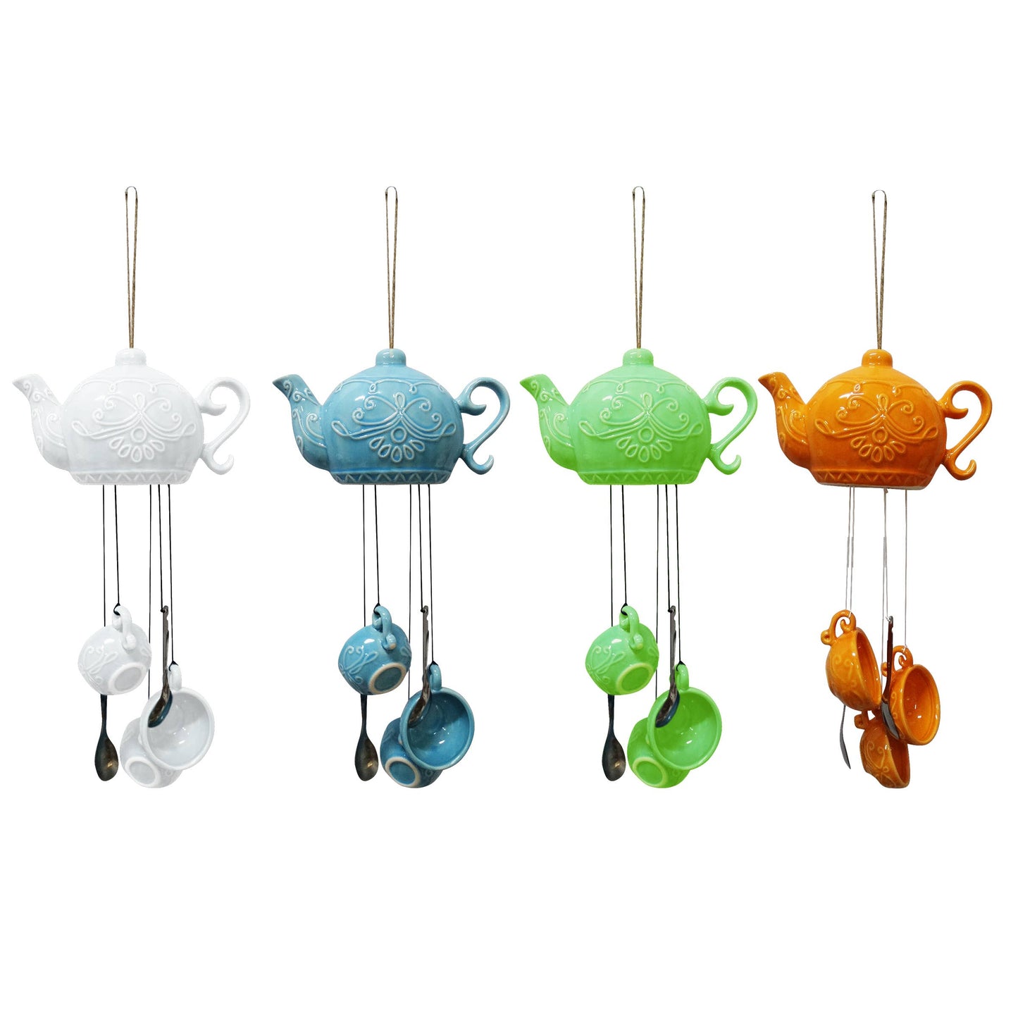 Alpine Corporation Ceramic Teacup Wind Chimes w/Display