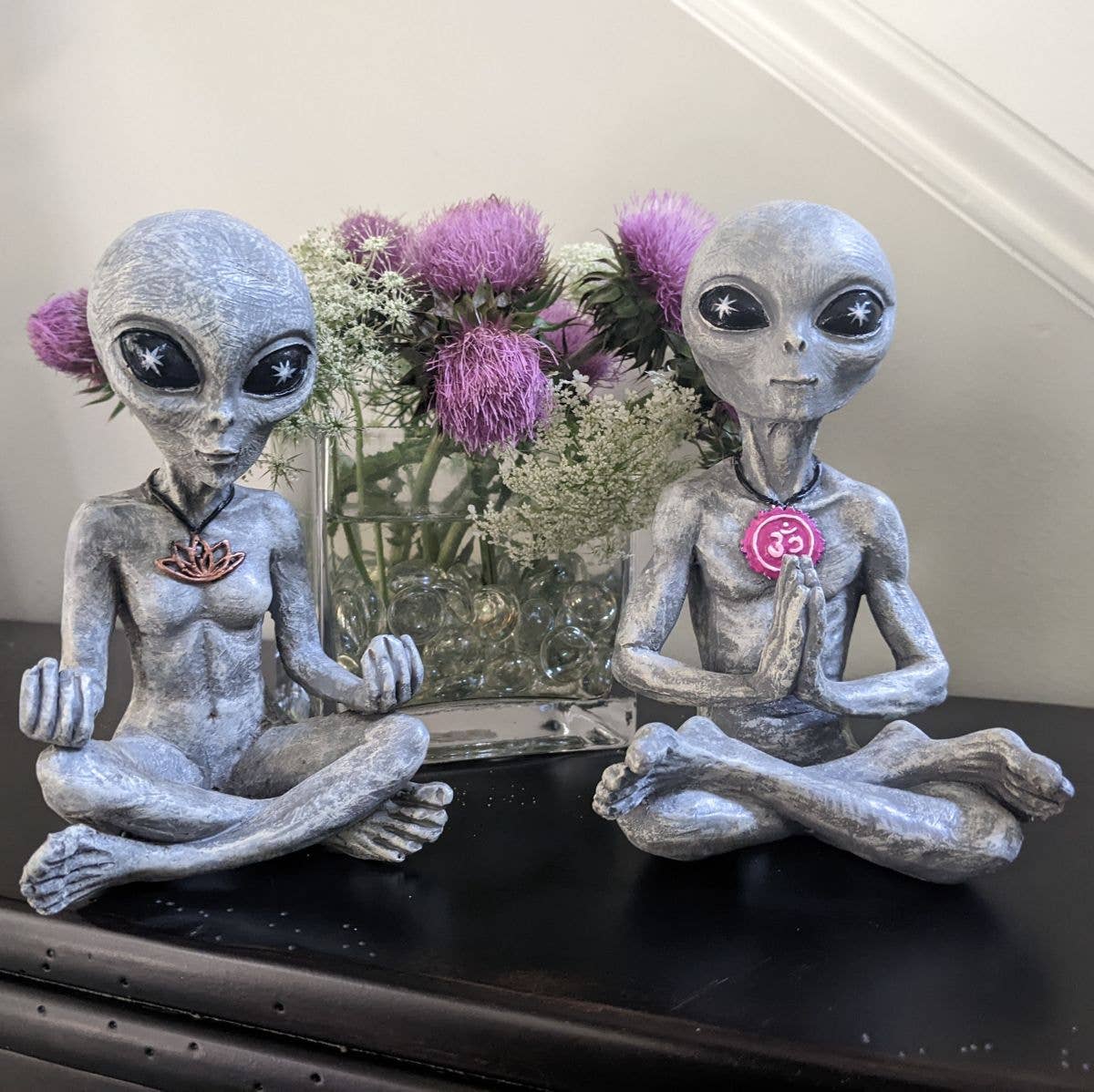 Alien Invasion "Yoga” Meditating Figurine: Gray