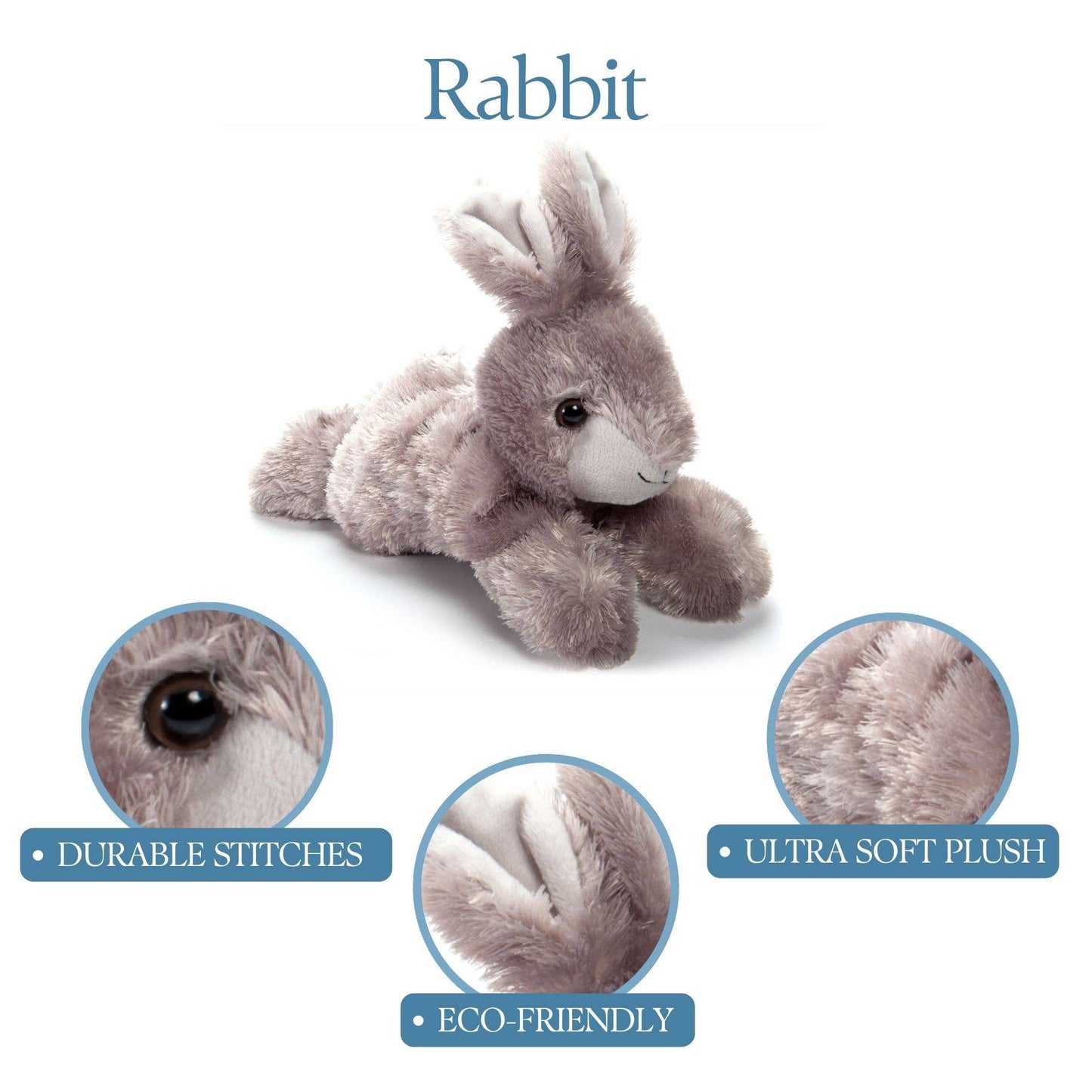 8" (21cm) Scoopz Grey Bunny Rabbit