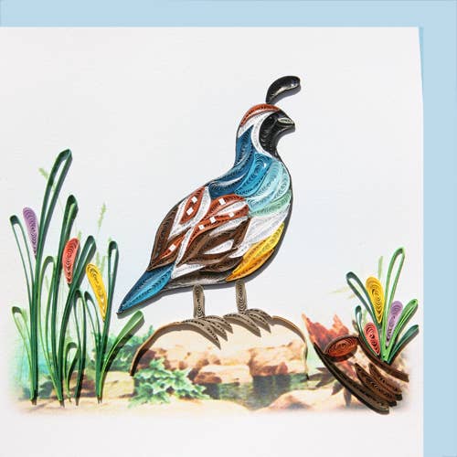 Quail, handmade quilling card, every day card WN-25