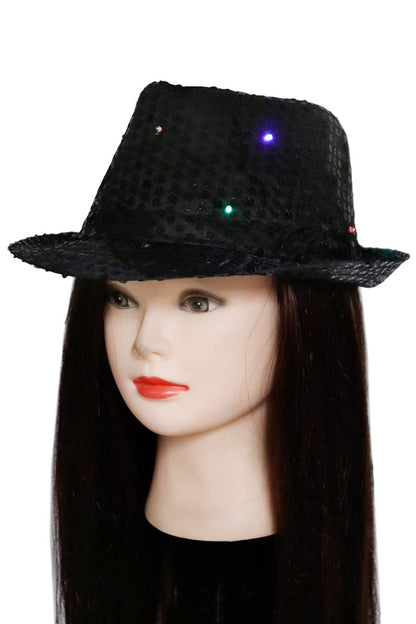Fedora - Embellished, Sparkly Sequins, LED Light-Up