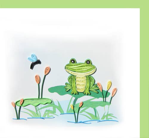 Frog, quilling card, greeting card, paper art, everyday card IC-20