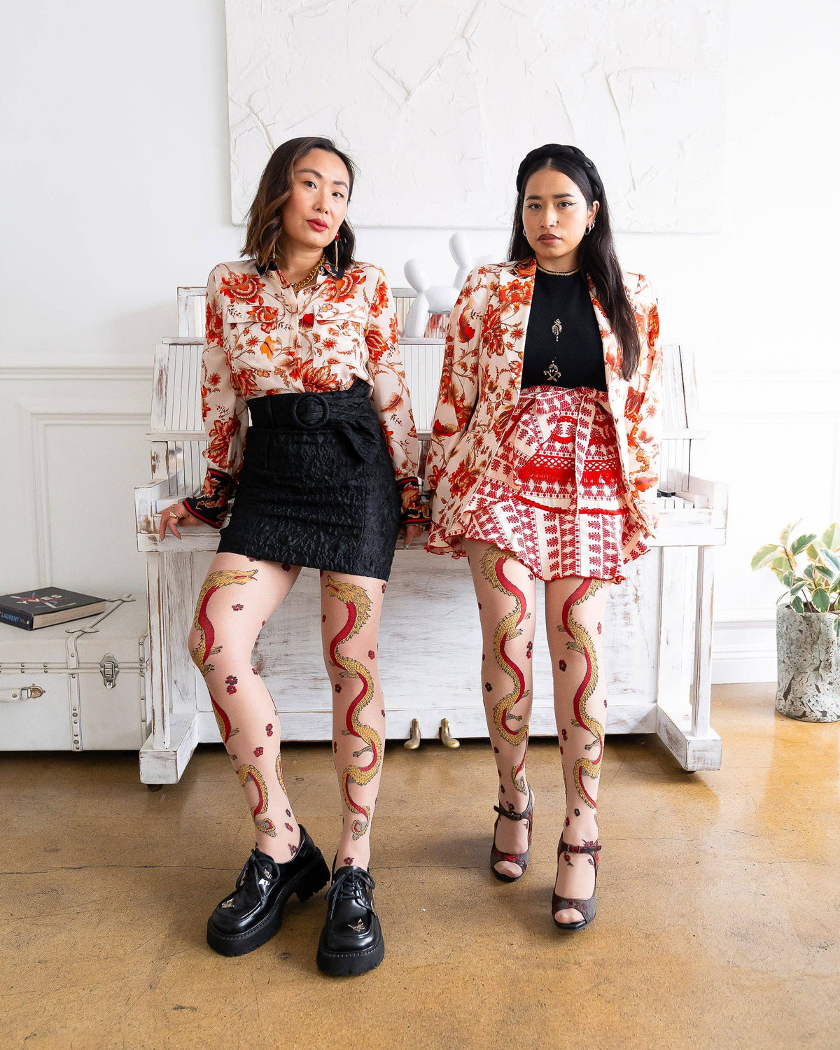 Year of the Dragon Sheer Tights: Fits US  W 0-6