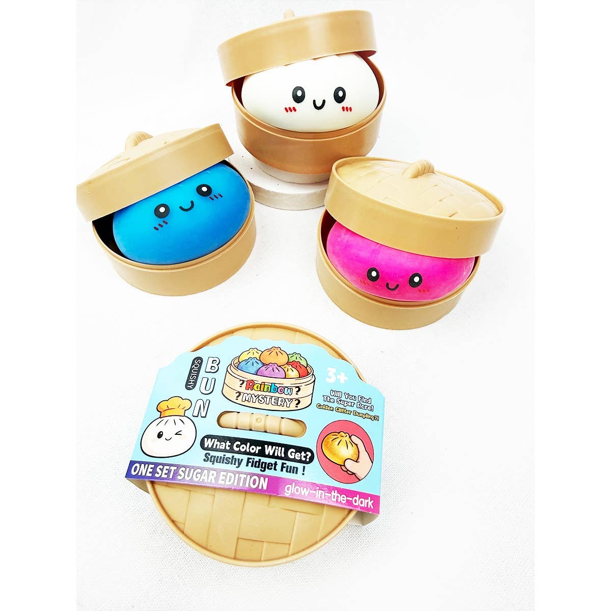 GLOW IN DARK Mystery Dumpling Squishy with Steamer- Color will Vary