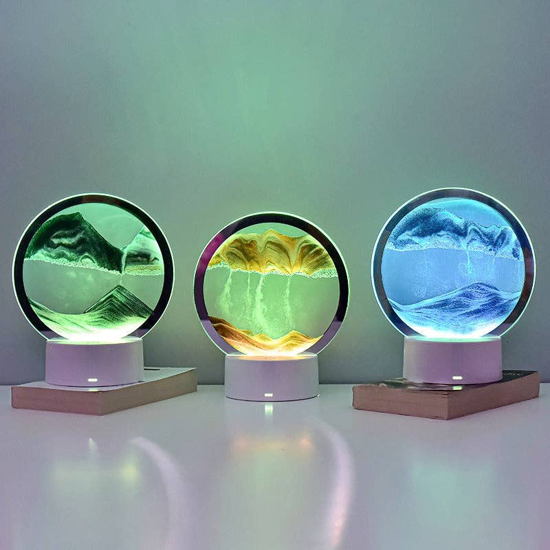Moving Sand Painting Hourglass Sandscape 3D Led Table Lamp