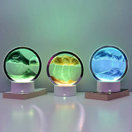 Moving Sand Painting Hourglass Sandscape 3D Led Table Lamp