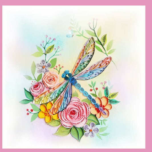 IC-32-25 Quilling Dragonfly and flower
