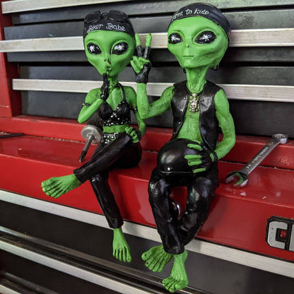 Alien Invasion Biker Dude Ledge Lounger 10" tall: Green