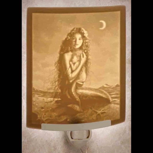 Mermaid and Child Porcelain Lithophane Night Light