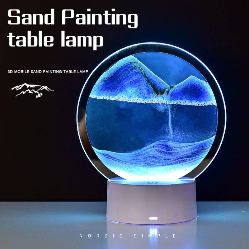 Moving Sand Painting Hourglass Sandscape 3D Led Table Lamp